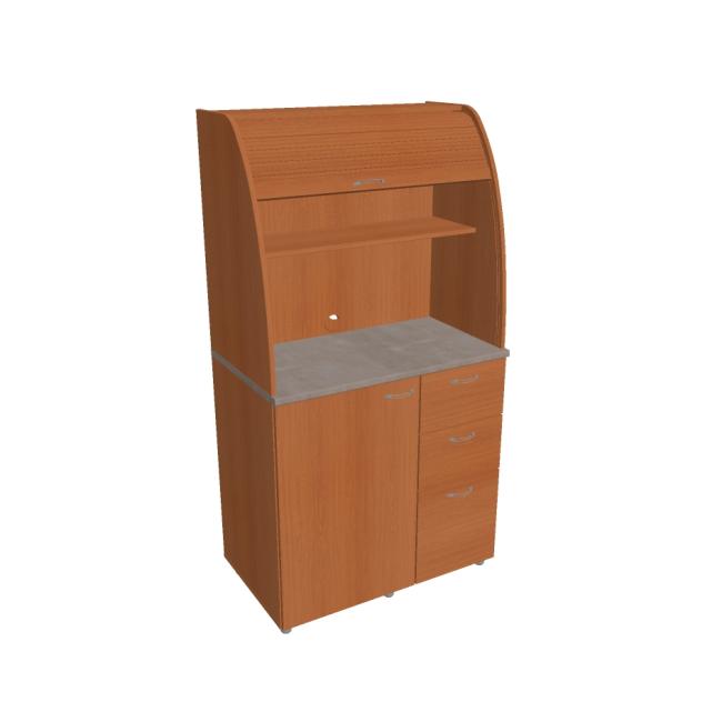 [ON450655] Küchenzeile mit Kühlschrank, rechts, 100 x 189,1 x 60 cm, Kirsche/Kirsche