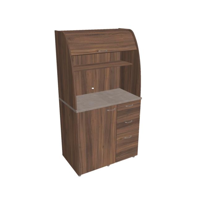 Küchenzeile mit Kühlschrank, rechts, 100 x 189,1 x 60 cm, Nussbaum/Nussbaum