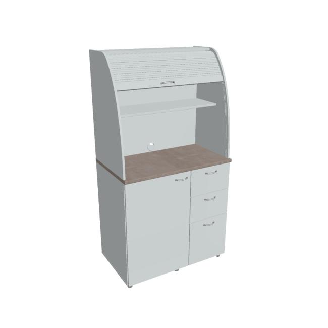 Küchenzeile mit Kühlschrank, rechts, 100 x 189,1 x 60 cm, grau/grau