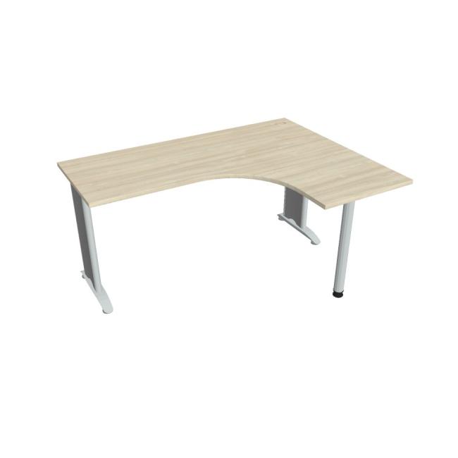[ON516412] Flex-Schreibtisch, ergonomisch, links, 160 x 75,5 x 120 (60 x 60) cm, Akazie/Metall