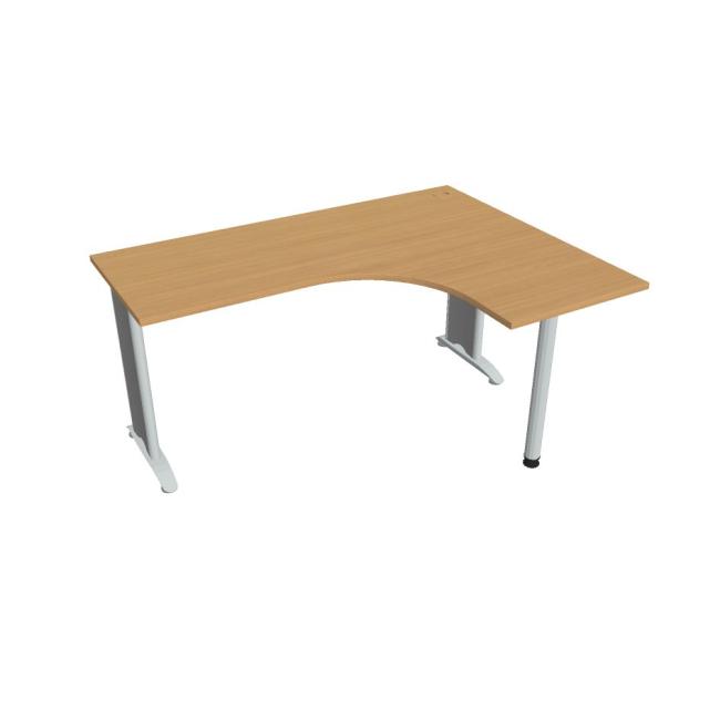 Flex-Schreibtisch, ergonomisch, links, 160 x 75,5 x 120 (60 x 60) cm, Buche/Metall