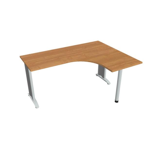 Flex-Schreibtisch, ergonomisch, links, 160 x 75,5 x 120 (60 x 60) cm, Erle/Metall