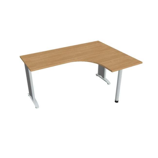 Flex-Schreibtisch, ergonomisch, links, 160 x 75,5 x 120 (60 x 60) cm, Eiche/Metall