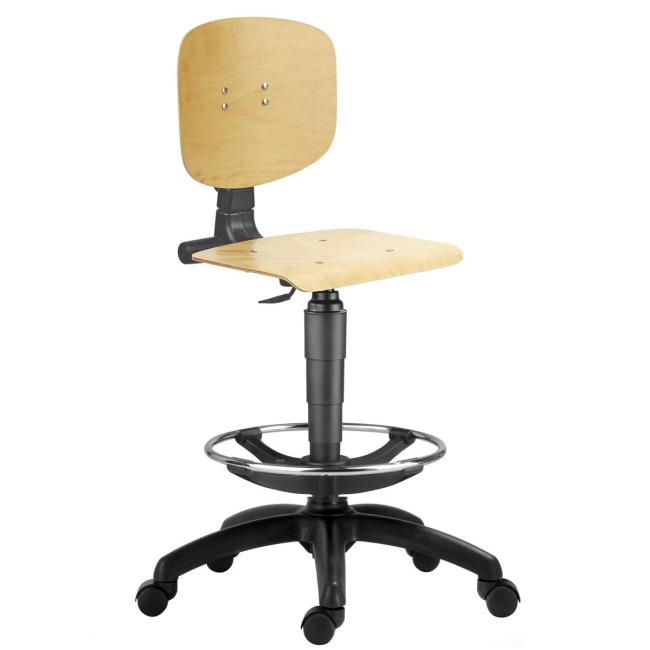 [AN129014] Arbeitsstuhl 1290 L MEK aus Buchen-Sperrholz, ausziehbar + Rollen