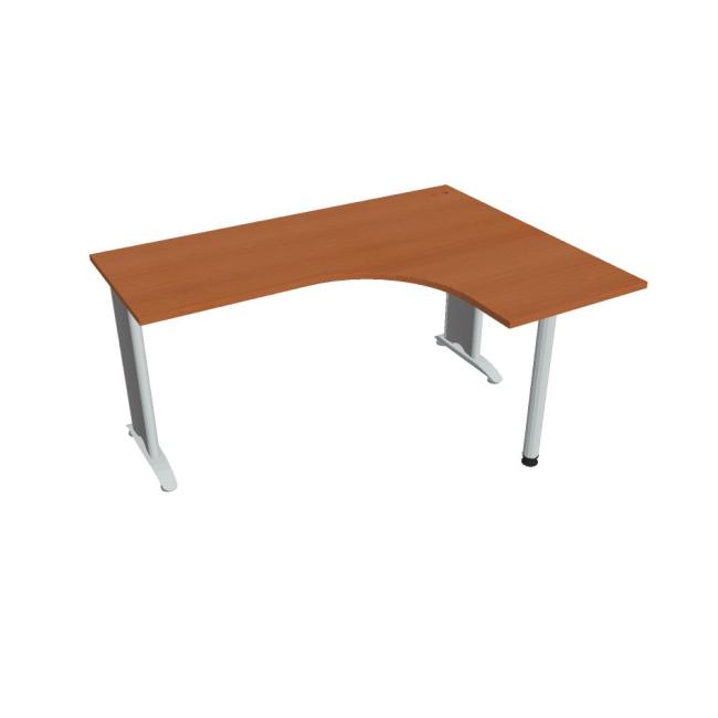 Flex-Schreibtisch, ergonomisch, links, 160 x 75,5 x 120 (60 x 60) cm, Kirsche/Metall