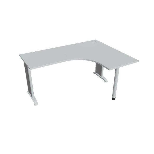 [ON516472] Flex-Schreibtisch, ergonomisch, links, 160 x 75,5 x 120 (60 x 60) cm, grau/metall