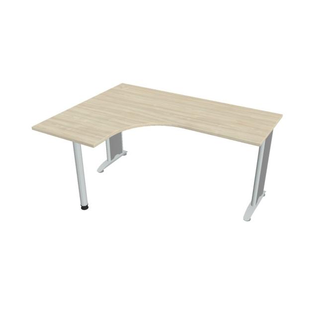 Flex-Schreibtisch, ergonomisch, rechts, 160 x 75,5 x 120 (60 x 60) cm, Akazie/Metall