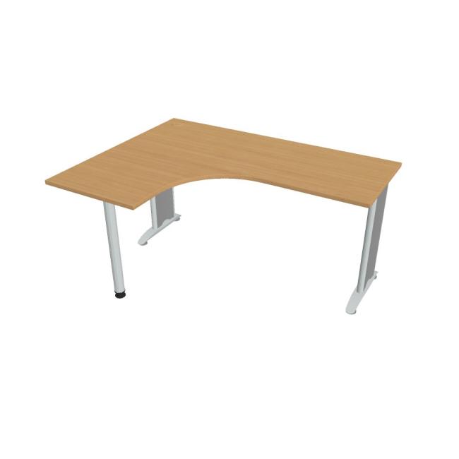 [ON516522] Flex-Schreibtisch, ergonomisch, rechts, 160 x 75,5 x 120 (60 x 60) cm, Buche/Metall