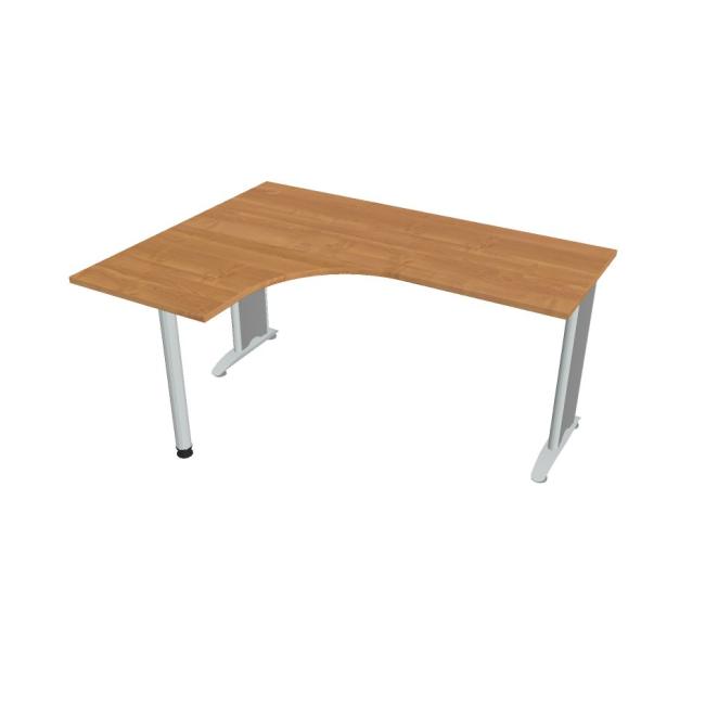 Flex-Schreibtisch, ergonomisch, rechts, 160 x 75,5 x 120 (60 x 60) cm, Erle/Metall