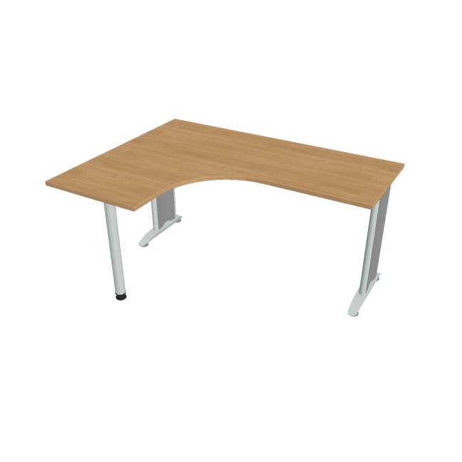 [ON516542] Flex-Schreibtisch, ergonomisch, rechts, 160 x 75,5 x 120 (60 x 60) cm, Eiche/Metall