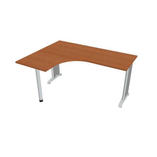 [ON516552] Flex-Schreibtisch, ergonomisch, rechts, 160 x 75,5 x 120 (60 x 60) cm, Kirsche/Metall