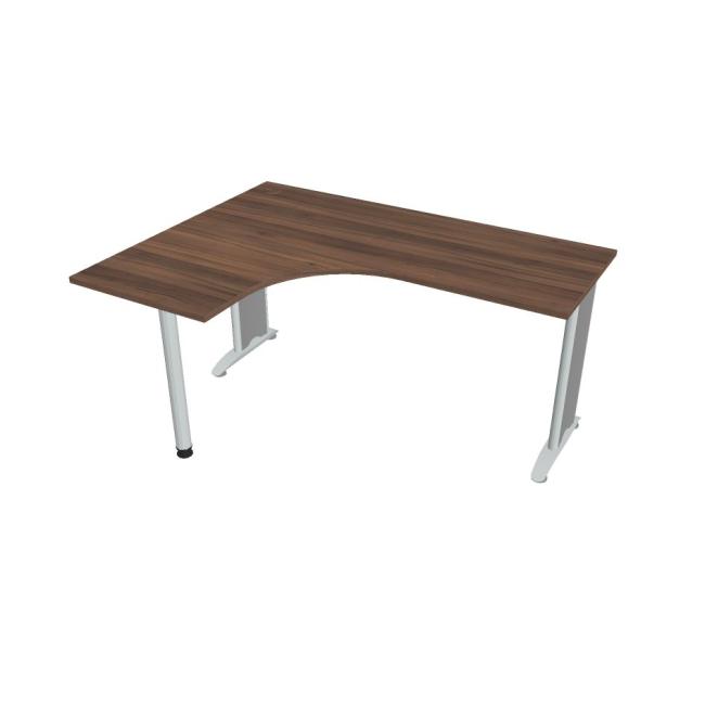 [ON516562] Flex-Schreibtisch, ergonomisch, rechts, 160 x 75,5 x 120 (60 x 60) cm, Nussbaum/Metall