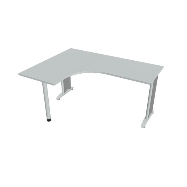 [ON516572] Flex-Schreibtisch, ergonomisch, rechts, 160 x 75,5 x 120 cm (60 x 60 cm), grau/metall