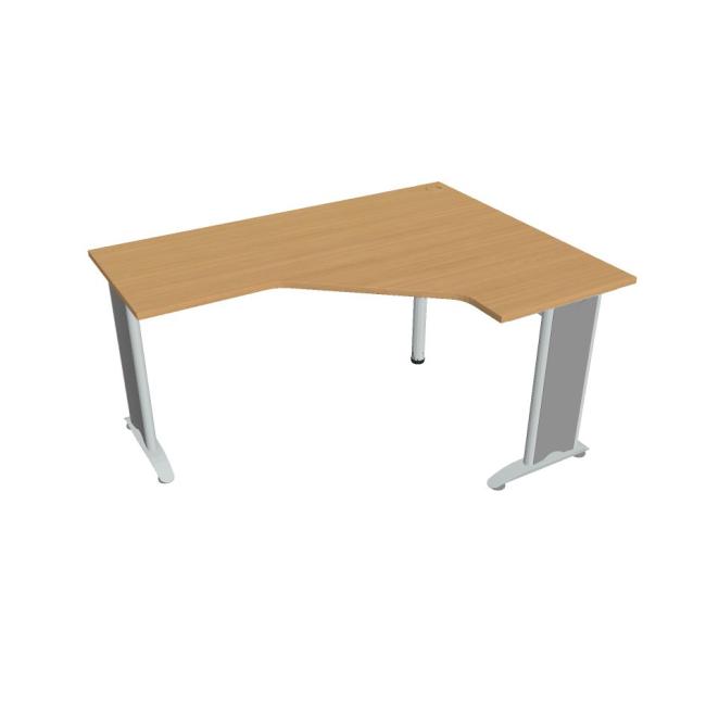 Flex-Schreibtisch, ergonomisch, links, 160 x 75,5 x 120 (60 x 60) cm, Buche/Metall