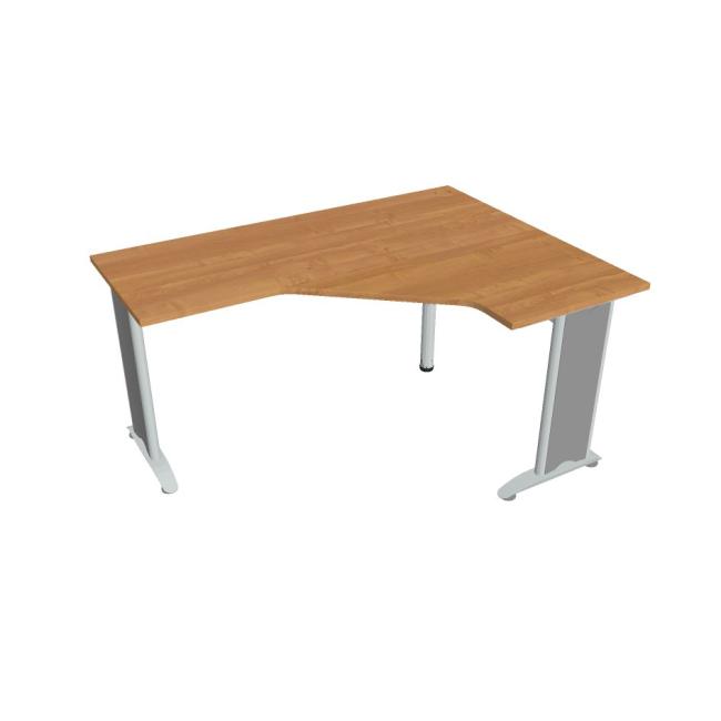 Flex-Schreibtisch, ergonomisch, links, 160 x 75,5 x 120 (60 x 60) cm, Erle/Metall
