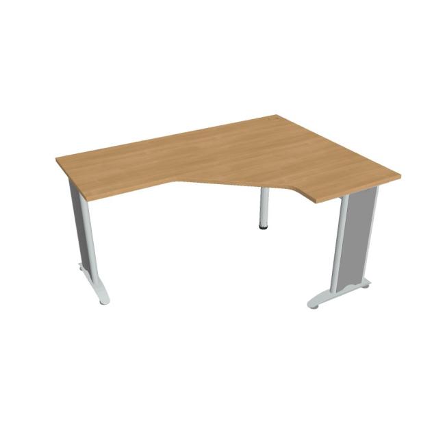 Flex-Schreibtisch, ergonomisch, links, 160 x 75,5 x 120 (60 x 60) cm, Eiche/Metall