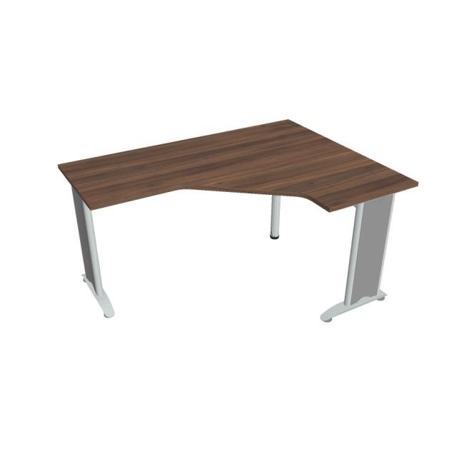 Flex-Schreibtisch, ergonomisch, links, 160 x 75,5 x 120 (60 x 60) cm, Nussbaum/Metall