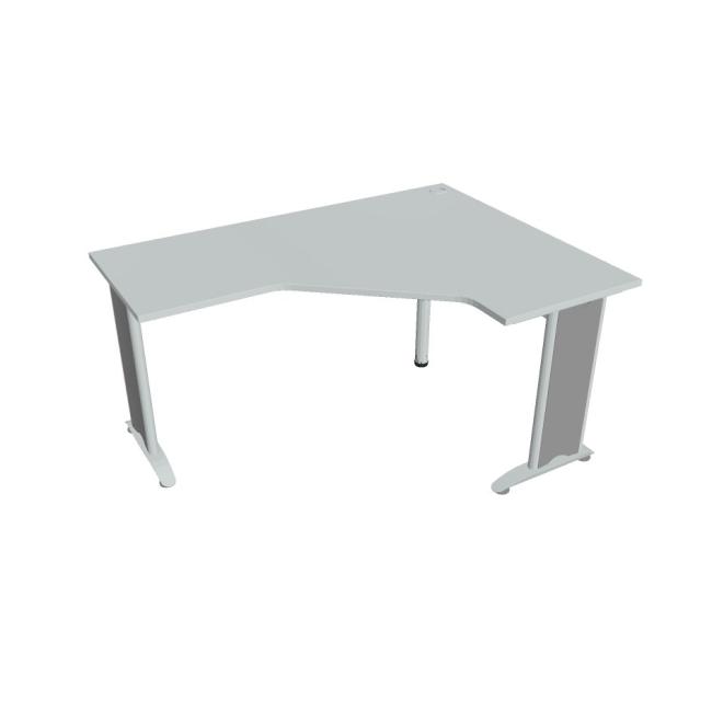 [ON516672] Flex-Schreibtisch, ergonomisch, links, 160 x 75,5 x 120 (60 x 60) cm, grau/metall