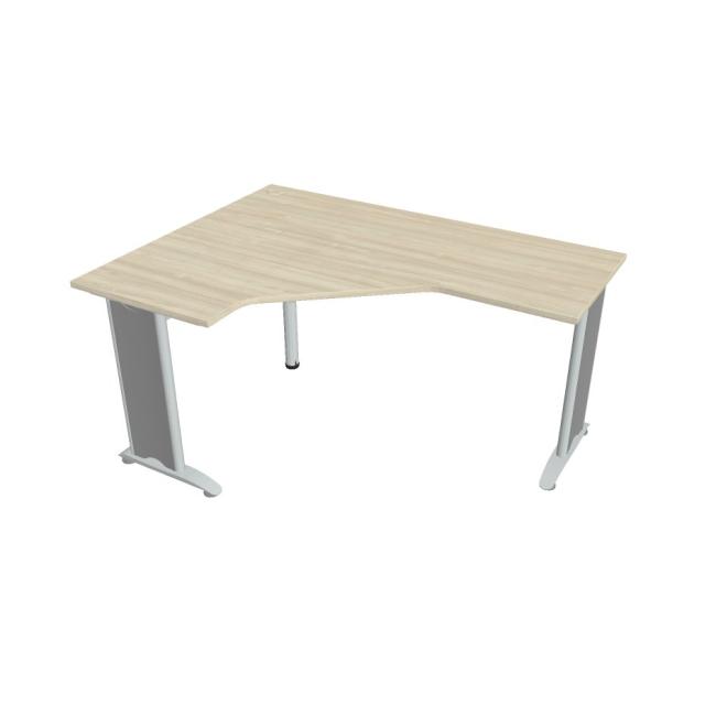 Flex-Schreibtisch, ergonomisch, rechts, 160 x 75,5 x 120 (60 x 60) cm, Akazie/Metall