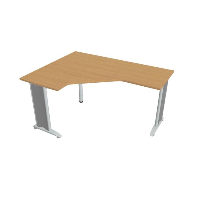 Flex-Schreibtisch, ergonomisch, rechts, 160 x 75,5 x 120 (60 x 60) cm, Buche/Metall