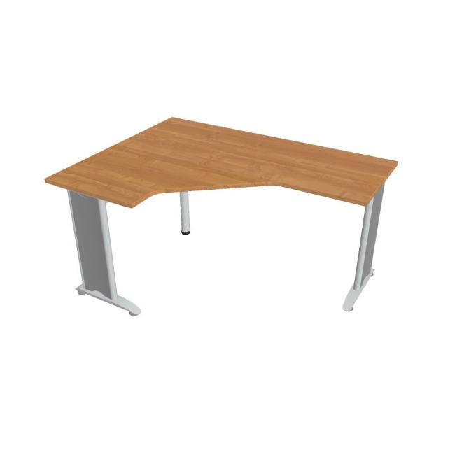 Flex-Schreibtisch, ergonomisch, rechts, 160 x 75,5 x 120 (60 x 60) cm, Erle/Metall