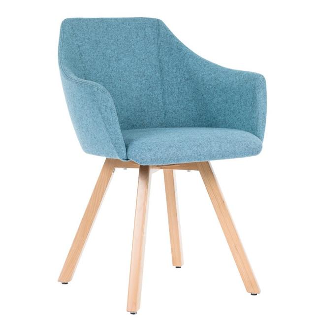 Polstersessel Wind Wood, Holzbeine, Stoff VIS021 blau
