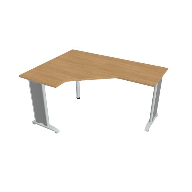 [ON516742] Flex-Schreibtisch, ergonomisch, rechts, 160 x 75,5 x 120 (60 x 60) cm, Eiche/Metall