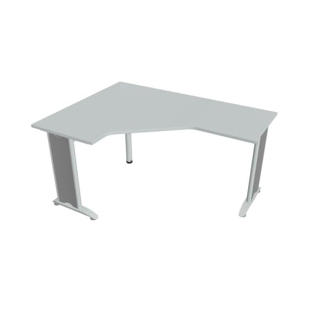 Flex-Schreibtisch, ergonomisch, rechts, 160 x 75,5 x 120 cm (60 x 60 cm), grau/metall