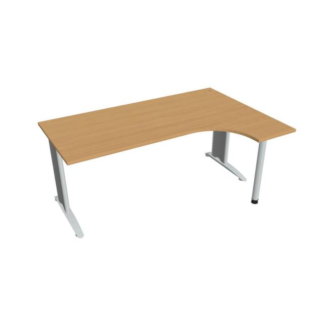 [ON518122] Flex-Schreibtisch, ergonomisch, links, 180 x 75,5 x 120 (80 x 40) cm, Buche/Metall