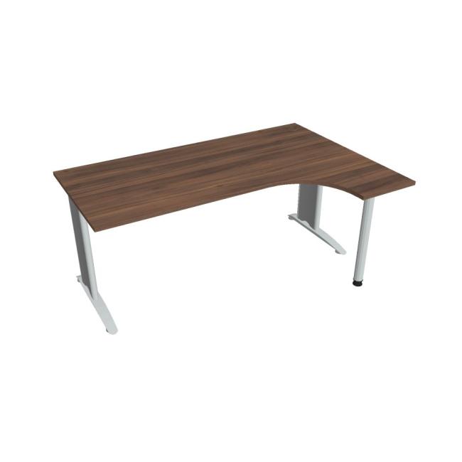 [ON518162] Flex-Schreibtisch, ergonomisch, links, 180 x 75,5 x 120 (80 x 40) cm, Nussbaum/Metall