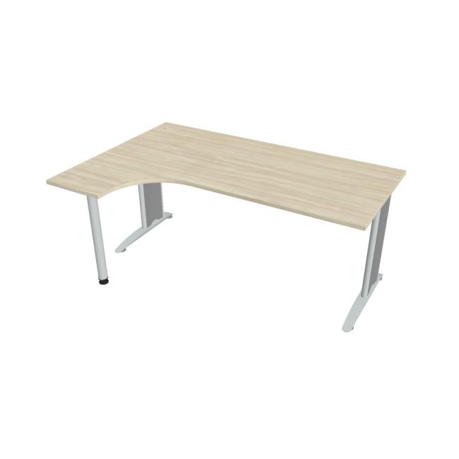 [ON518312] Flex-Schreibtisch, ergonomisch, rechts, 180 x 75,5 x 120 (40 x 80) cm, Akazie/Metall