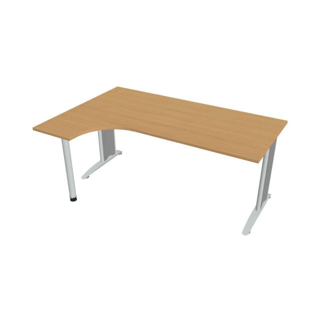 [ON518322] Flex-Schreibtisch, ergonomisch, rechts, 180 x 75,5 x 120 (40 x 80) cm, Buche/Metall