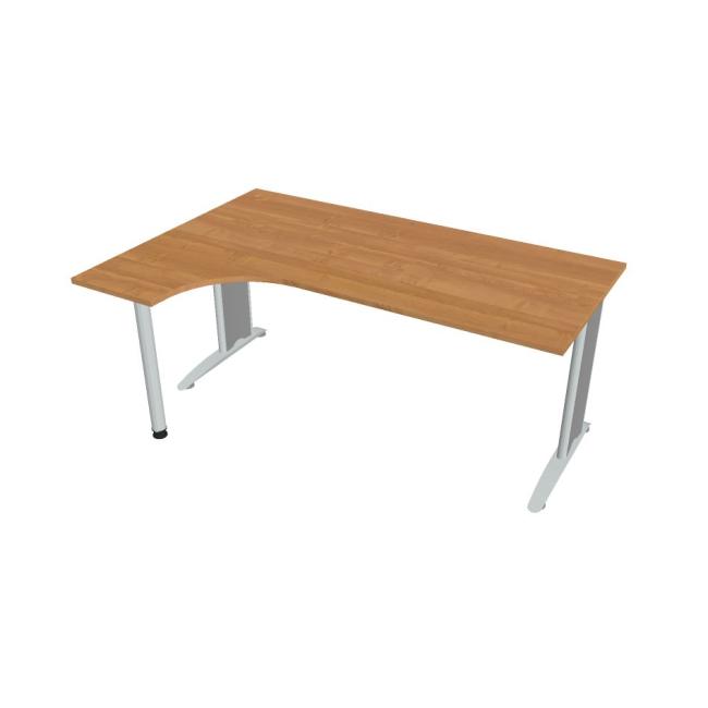 Flex-Schreibtisch, ergonomisch, rechts, 180 x 75,5 x 120 (40 x 80) cm, Erle/Metall