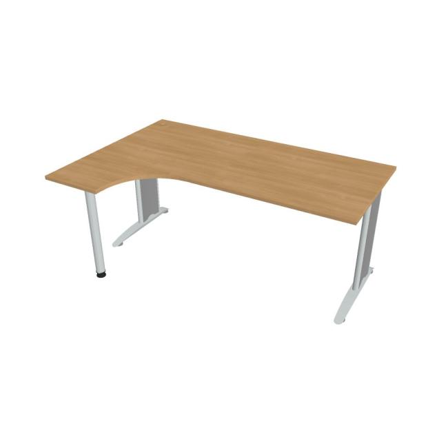 [ON518342] Flex-Schreibtisch, ergonomisch, rechts, 180 x 75,5 x 120 (40 x 80) cm, Eiche/Metall