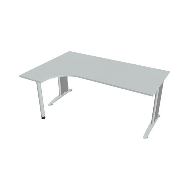 [ON518372] Flex-Schreibtisch, ergonomisch, rechts, 180 x 75,5 x 120 (40 x 80) cm, grau/metall