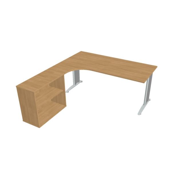 Schreibtisch Flex, ergonomisch, rechts, 180 x 75,5 x 200,0 (40 x 80) cm, Eiche/Metall
