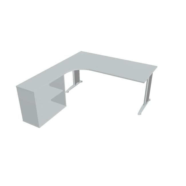 [ON518572] Flex-Schreibtisch, ergonomisch, rechts, 180 x 75,5 x 200,0 (40 x 80) cm, grau/metall