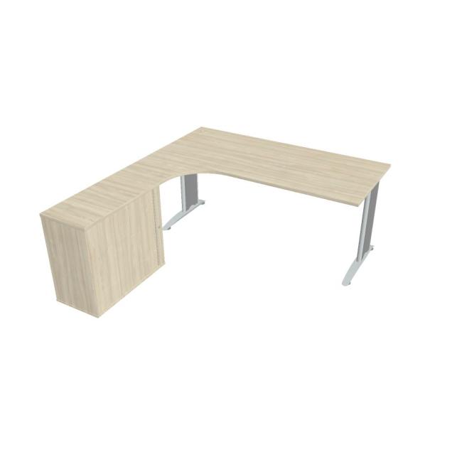 Flex-Schreibtisch, ergonomisch, rechts, 180 x 75,5 x 200,0 (40 x 80) cm, Akazie/Metall