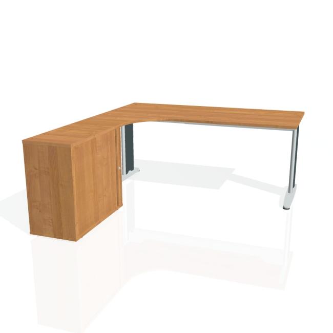 Flex-Schreibtisch, ergonomisch, rechts, 180 x 75,5 x 200,0 (40 x 80) cm, Erle/Metall