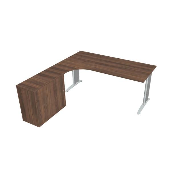 Flex-Schreibtisch, ergonomisch, rechts, 180 x 75,5 x 200,0 (40 x 80) cm, Nussbaum/Metall