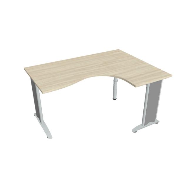 Flex-Schreibtisch, ergonomisch, links, 160 x 75,5 x 120 (80 x 60) cm, Akazie/Metall