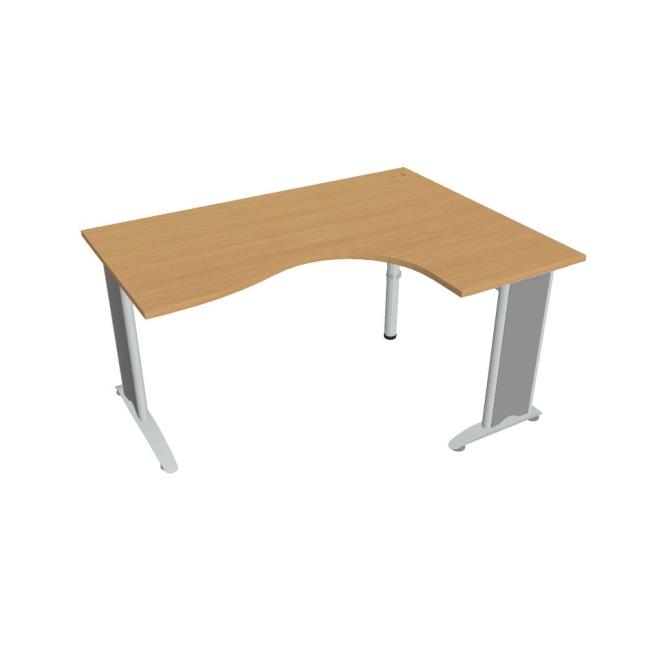 [ON525122] Flex-Schreibtisch, ergonomisch, links, 160 x 75,5 x 120 (80 x 60) cm, Buche/Metall