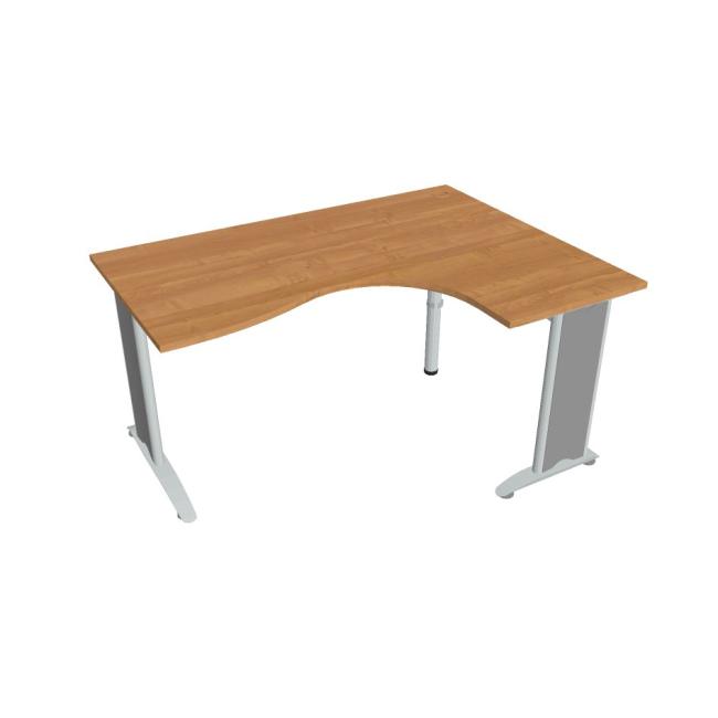 Flex-Schreibtisch, ergonomisch, links, 160 x 75,5 x 120 (80 x 60) cm, Erle/Metall