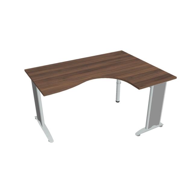 Flex-Schreibtisch, ergonomisch, links, 160 x 75,5 x 120 (80 x 60) cm, Nussbaum/Metall