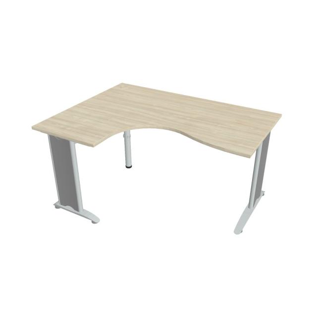 Flex-Schreibtisch, ergonomisch, rechts, 160 x 75,5 x 120 (60 x 80) cm, Akazie/Metall