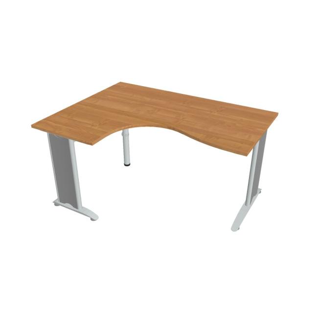 Flex-Schreibtisch, ergonomisch, rechts, 160 x 75,5 x 120 (60 x 80) cm, Erle/Metall