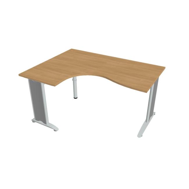 Flex-Schreibtisch, ergonomisch, rechts, 160 x 75,5 x 120 (60 x 80) cm, Eiche/Metall