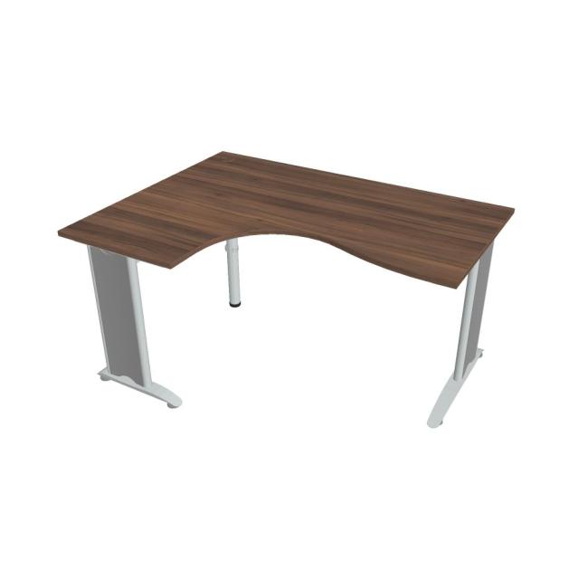 Flex-Schreibtisch, ergonomisch, rechts, 160 x 75,5 x 120 (60 x 80) cm, Nussbaum/Metall