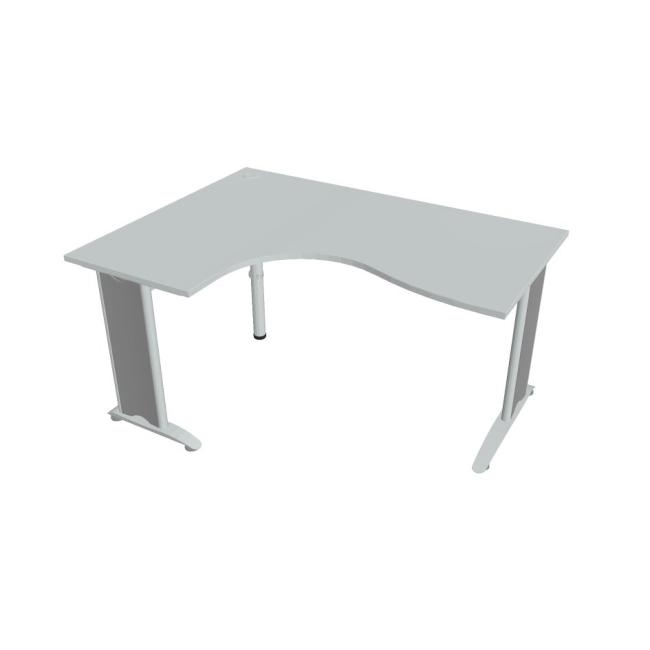 Flex-Schreibtisch, ergonomisch, rechts, 160 x 75,5 x 120 (60 x 80) cm, grau/metall