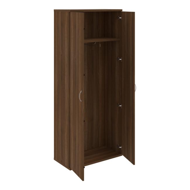 [ON580016] Stabiler Kleiderschrank mit Regalböden, 80 x 192 x 40 cm, Nussbaum/Nussbaum